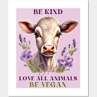 Vegan Be Kind Cow Posters and Art